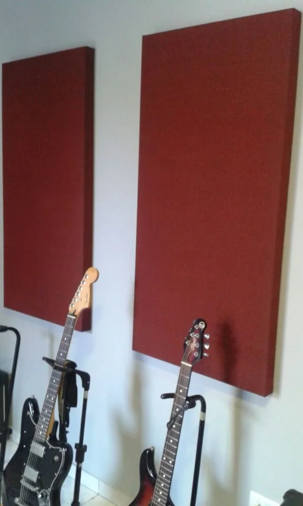 Painéis acústicos em estúdio musical